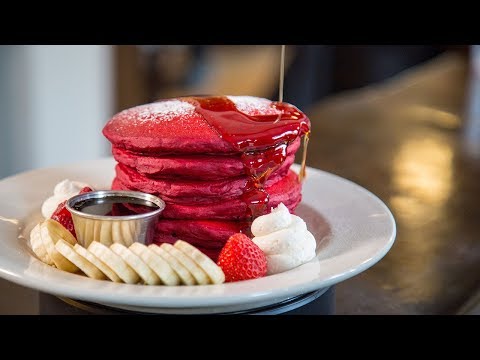 Santa Barbara’s Vivid Red Velvet Pancakes 