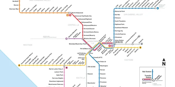 Rail Map of the Los Angeles Metro